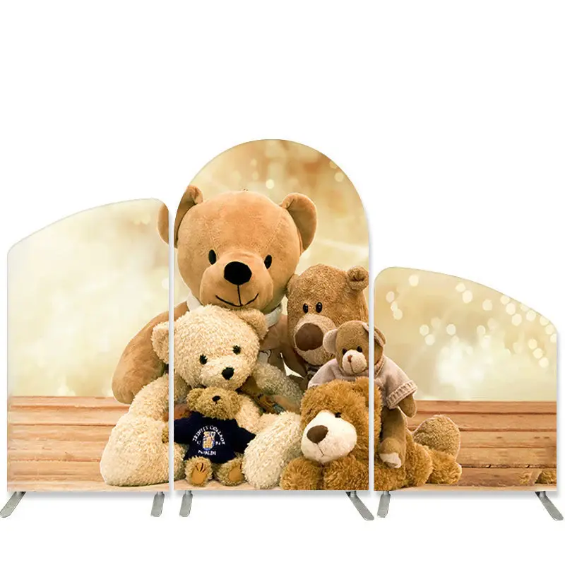 Aperturee Teddy Bears Family Bokeh Wood Arch Backdrop Kit | Circle Arch Backdrop Diy | Diy Arch Backdrop Cover | Chiara Wall ...