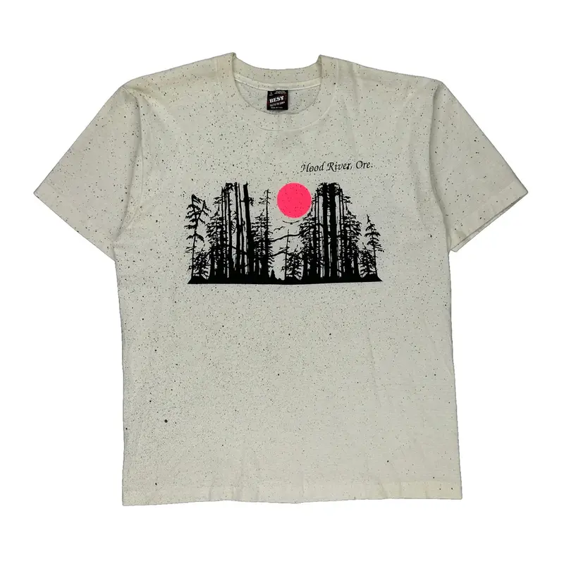 Hood River, Ore. Fruit Of The Loom Graphic T-Shirt - Large Cream Cotton Blend