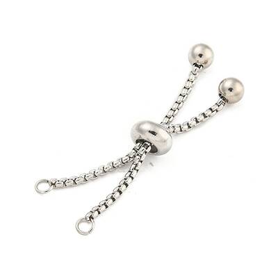 Non-Tarnish Adjustable 304 Stainless Steel Box Chain Slider Bracelet Making
