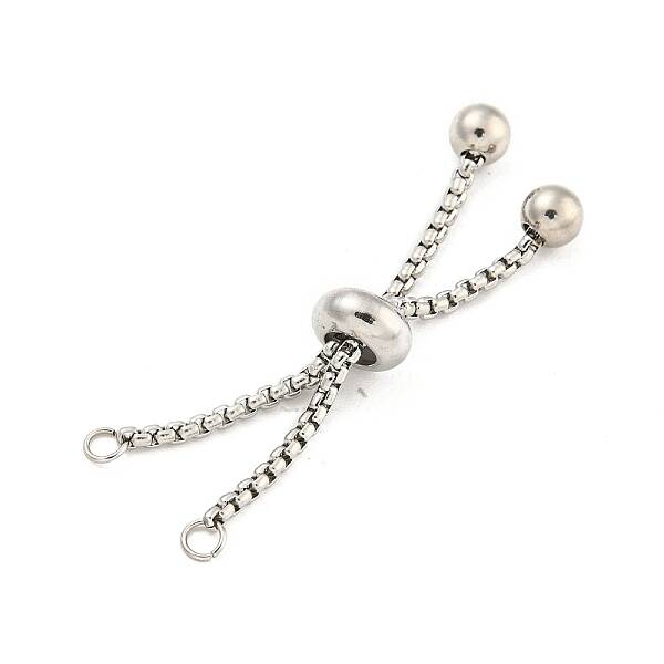 Non-Tarnish Adjustable 304 Stainless Steel Box Chain Slider Bracelet Making