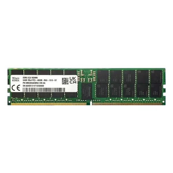 Hynix HMCG94AEBRA119N | 64GB DDR5-4800MHz PC5-38400 ECC Registered RDIMM CL40 2Rx4 1.1V 288-Pin Memory Module