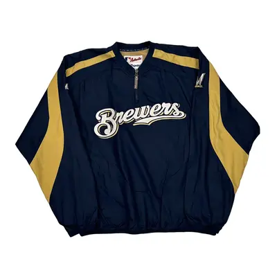 Milwaukee Brewers Majestic Mlb Windbreaker - XL Navy Polyester