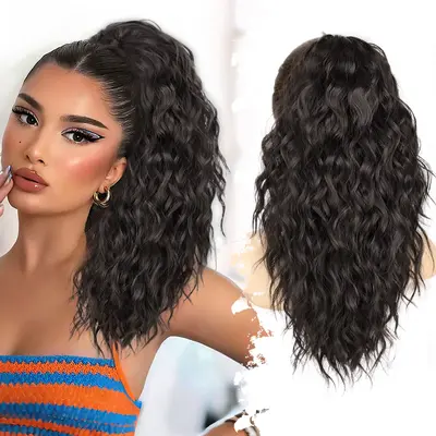 Isaic Hair 18 Inch Clip In Ponytail, Ponytail Extensions, Short Ponytail Women's Artificial Wig, Natural Fluffy Hair Volume f...