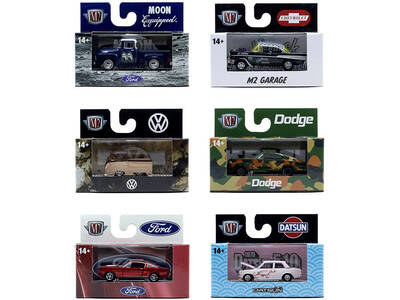 Auto Meets Set of 6 Cars IN DISPLAY CASES Release 94 Limited Edition 1/64 Diecast Model Cars by M2 Machines