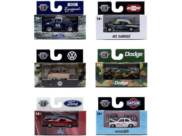 Auto Meets Set of 6 Cars IN DISPLAY CASES Release 94 Limited Edition 1/64 Diecast Model Cars by M2 Machines