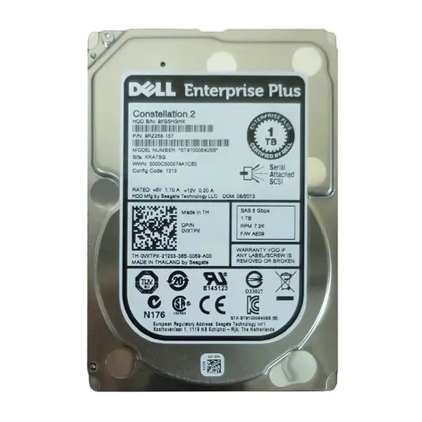 VXTPX Dell 1TB 6Gb/s SAS 7200 2.5-Inch Hard Drive