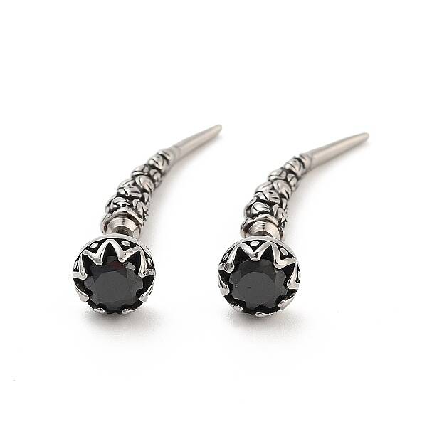 Rose Flower 316 Surgical Stainless Steel Pave Cubic Zirconia Ear False Plugs for Women