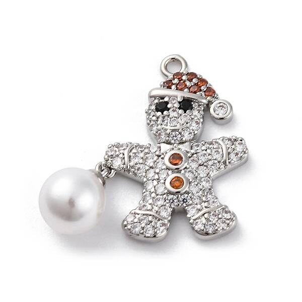 Santa Claus Brass Micro Pave Cubic Zirconia Pendants