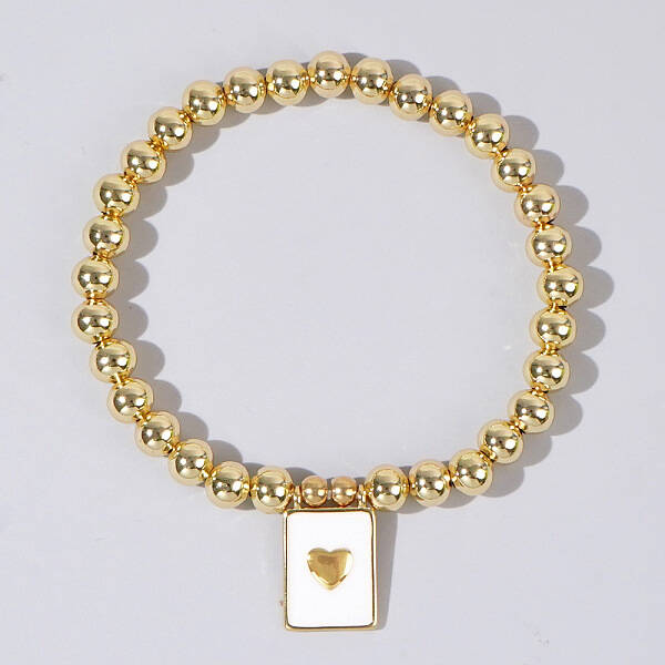 Personality Brass Round Bead Beaded Stretch Bracelets