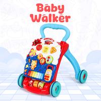 YOLAY Sit-to-Stand Premium Baby Walker with Wheels, Foldable 2-in-1 Push Toy, Detachable Play Panel, Early Learning Activity ...