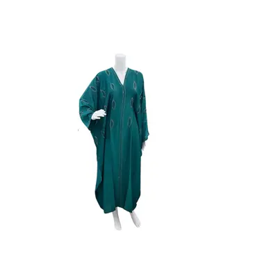 Teal Abaya with Inner Belt and Scarf - Long Sleeve All Seasons Fashionable Women's Clothing