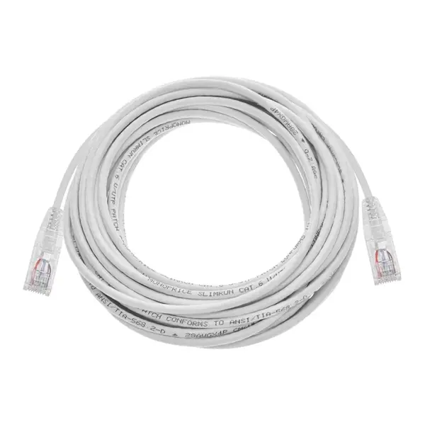 34633 Monoprice Cat6 Component Level Ethernet Cable SlimRun Pure Bare Copper UTP 28AWG 550MHz Snagless RJ45 30ft White