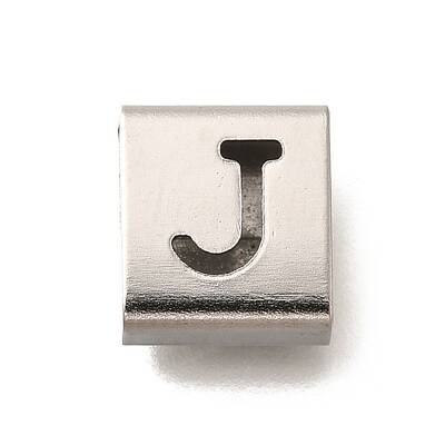 Letter Style 304 Stainless Steel Square Slide Charms