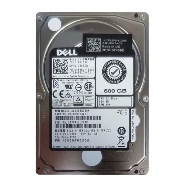 F439D Dell 600GB 12Gb/s SAS 10000 2.5-Inch Hard Drive