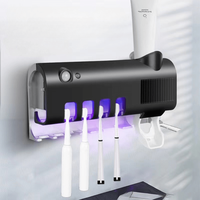 Wall-Mounted Toothbrush Holder - Bathroom Toothbrush Holder, Toothbrush Dispenser, Rechargeable Solar, With 4 Slots, Home Acc...