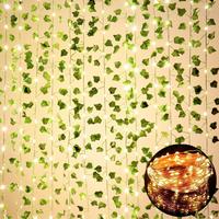 12 Pack Artificial Ivy Garland Fake Plants, Vine Hanging Garland with CE Certified 80 LED String Light, Hanging for Home Bedr...