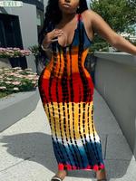 Women's Tie Dye Print Dress, Street Fashion Casual Sleeveless Spaghetti Strap Long Dress for Daily Outdoor Wear, Summer Dress...
