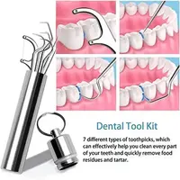 ​Stainless Steel Multi-Functional Dental Tool Set - 7-Piece Oral Hygiene Kit with Travel Pouch | Compact, Durable for Trave...