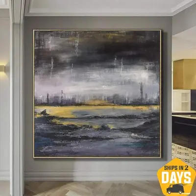 Creative Abstract Painting Large Abstract Painting Texture Painting Modern Art | THUNDEROUS MOOD 40"x40"