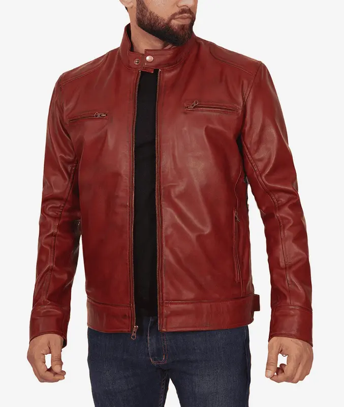 Maroon leather jacket