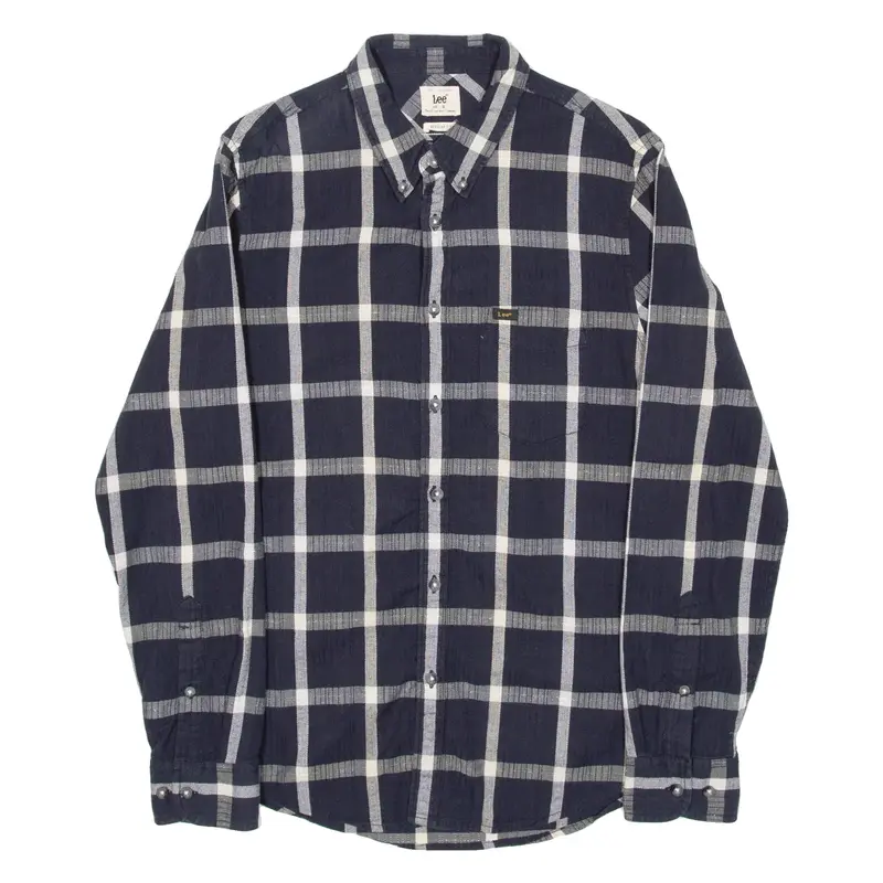 LEE Regular Fit Mens Shirt Blue Check Long Sleeve S