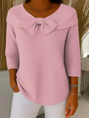 Serenna β Women's Sweater with Bow and Round Neckline