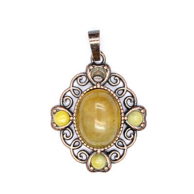 Retro Hollow Natural Topaz Jade Pendants