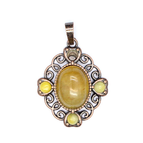 Retro Hollow Natural Topaz Jade Pendants