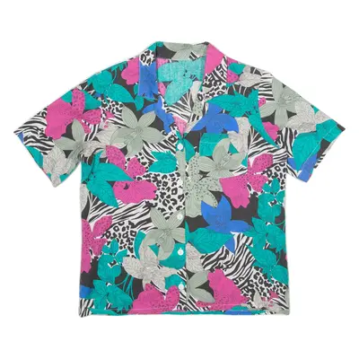 Womens Printed Shirt Green Collared Floral S