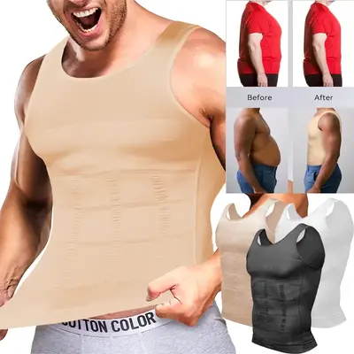 CATTIBOR 1/2 Pack Men Sport Vest Workout Sleeveless Shirts Men Compression Tank Tops Sleeveless Shirt Shapewear Menwear T-shi...