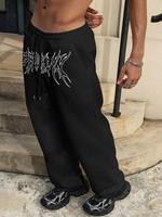 Men's Letter Print Drawstring Waist Sweatpants, Regular Fit Casual Comfy Breathable Jogger Pants for Daily Wear, Men's Trouse...