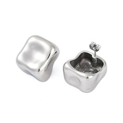 304 Stainless Steel Square Stud Earrings for Women
