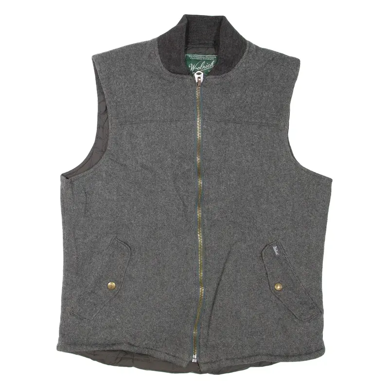 WOOLRICH Mens Gilet Grey Wool M