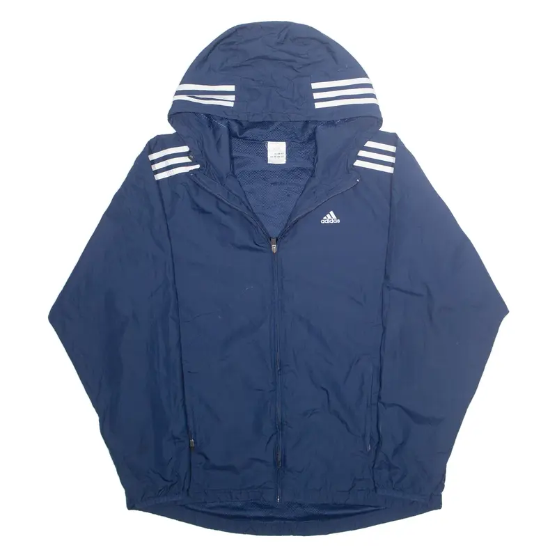 ADIDAS Mens Rain Jacket Blue Hooded M