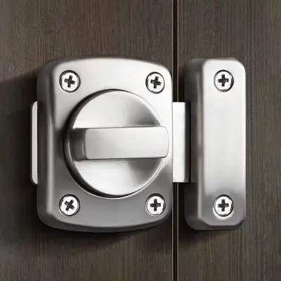 Rotating Push-type Door Lock, Multipurpose Stainless Steel Door Lock, Thickened Door Lock Buckles for Home, Office, Hotel, Ap...