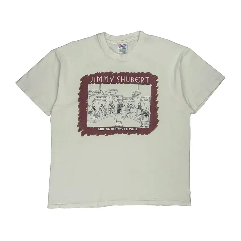 Single Stitch Jimmy Shubert Animal Instincts Tour Hanes Graphic T-Shirt - XL White Cotton