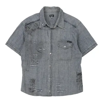 Distressed Dolce & Gabbana Denim Shirt - XL Blue Cotton