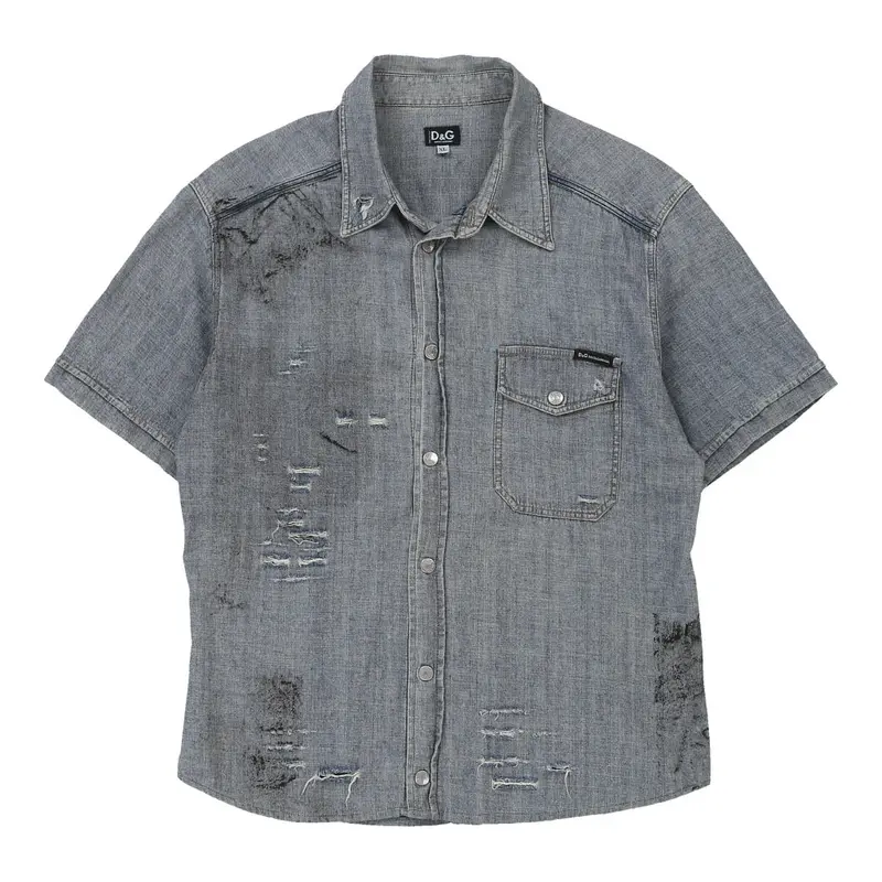 Distressed Dolce & Gabbana Denim Shirt - XL Blue Cotton
