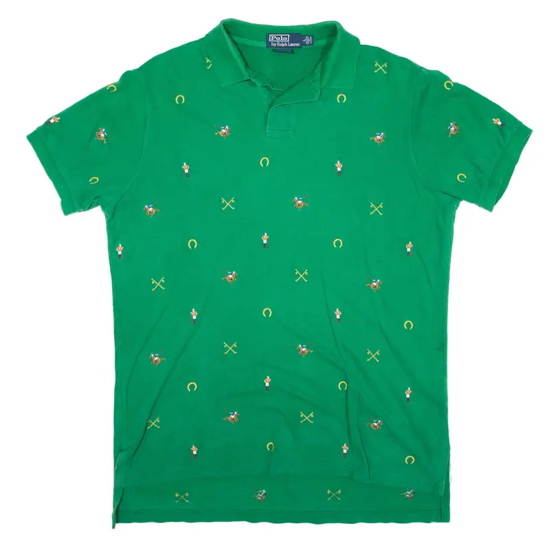 POLO RALPH LAUREN Polo Shirt Green Short Sleeve Mens L