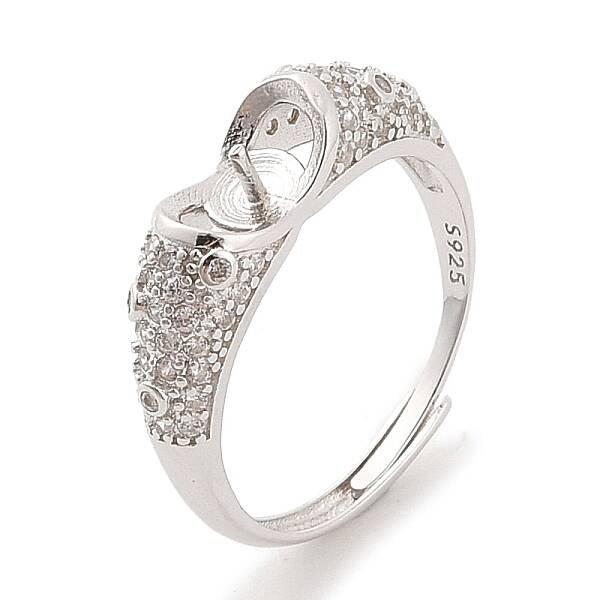 925 Sterling Silver Micro Pave Cubic Zirconia Adjustable Ring Settings