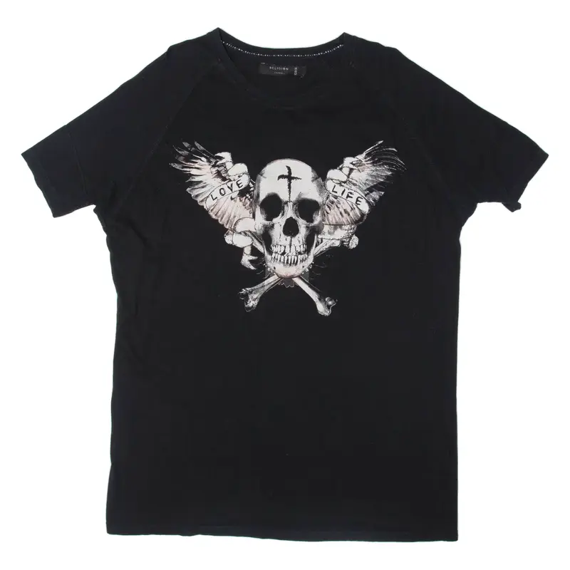 Skull Womens Biker T-Shirt Black 2XL