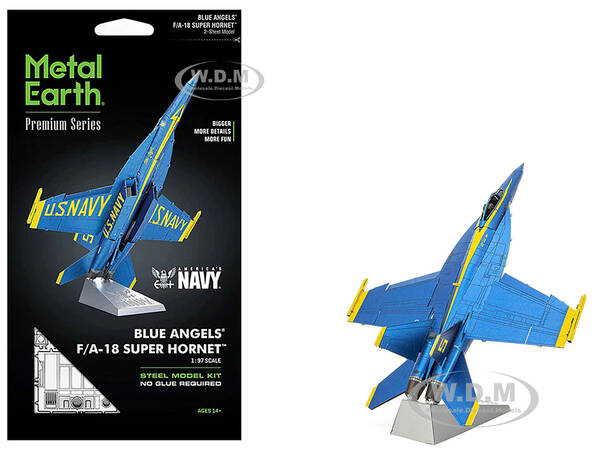 Model Kit Boeing F/A-18 Super Hornet Fighter Aircraft Blue Angels #5 United States Navy (Challenging Difficulty) Steel Model ...