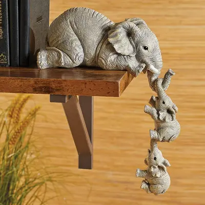 3-Elephant Design Decoration Craft, 1 Set Creative Resin Elephant Ornament, Garden Decor, Home Decor, Room Decor, Figurine