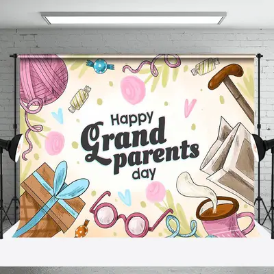 Candy Crutch Gifts Happy Grandparents Day Backdrop