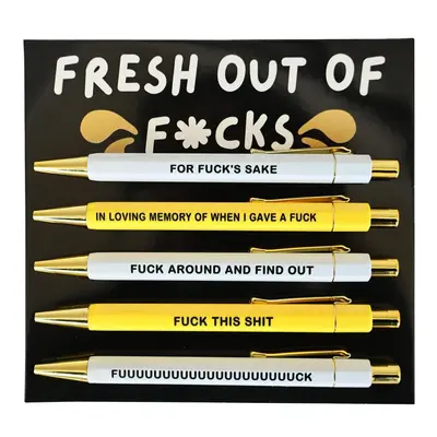 Swear Word Design Ballpoint Pen Set, 5 Counts/set Black Ink Ballpoint Pen, Humorous Quote Design Ballpoint Pen, Office Statio...