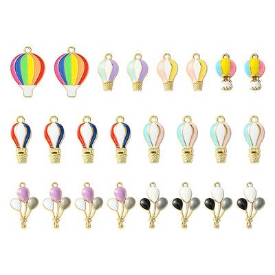 24Pcs 8 Styles Alloy Enamel Pendants