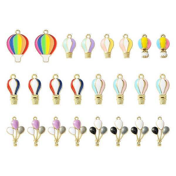 24Pcs 8 Styles Alloy Enamel Pendants
