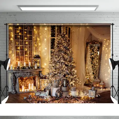 Beautiful Christmas Tree Light Candles Backdrop - Aperturee