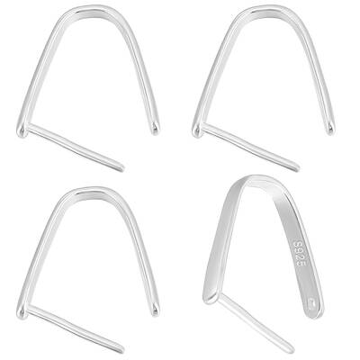 6Pcs Rhodium Plated 925 Sterling Silver Ice Pick Pinch Bails