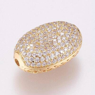 Brass Micro Pave Cubic Zirconia Beads